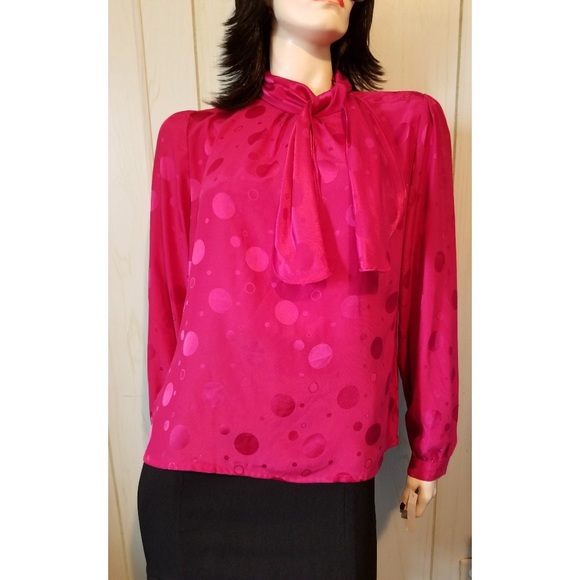 Vintage 80s Secretary Bubble Print TIENECK Blouse NWT - Picture 5 of 6